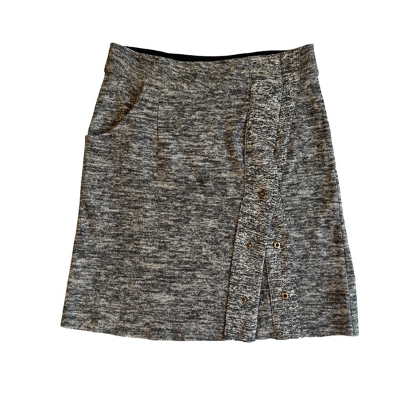 Anthropologie Sparrow 100% Merino Wool Spacedye Grey Faux Wrap Skirt Large #1620 - Picture 1 of 7